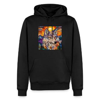 Wolf - Männer Premium Bio Hoodie - Schwarz - Vorne - Nico (187cm)