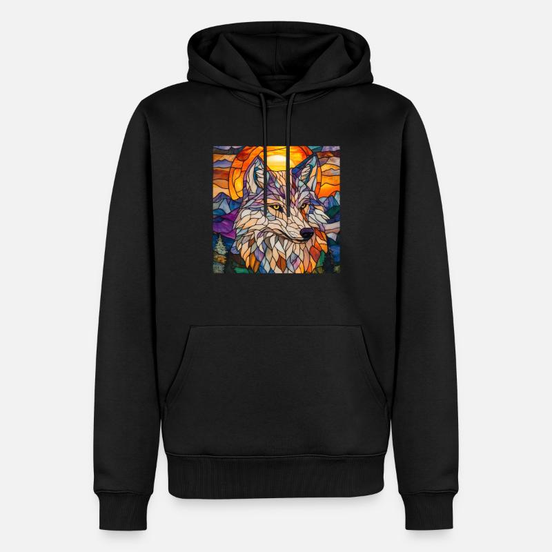 Wolf - Männer Premium Bio Hoodie - Schwarz