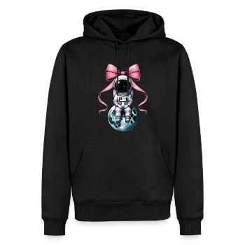 Coquette Bow Astronaut Space Pink Ribbon Mom - Men’s Premium Organic Hoodie - black - Front - Nico (187cm)
