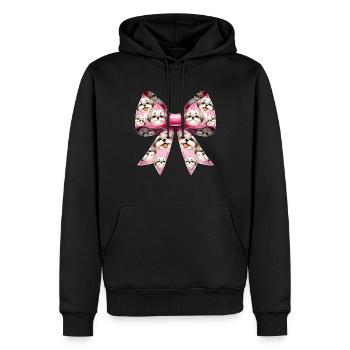 Coquette Bow Shih Tzu Dog Mom Pattern Pink - Men’s Premium Organic Hoodie - black - Front - Nico (187cm)