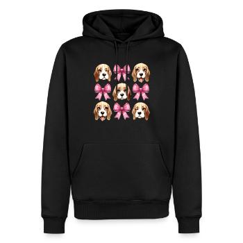 Coquette Bow Beagle Dog Mom Pink Ribbon - Men’s Premium Organic Hoodie - black - Front - Nico (187cm)