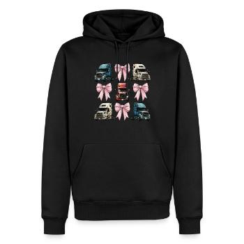 Coquette arc camionneur chauffeur de camion maman ruban - Sweat à capuche Premium bio Homme - noir - Devant - Nico (187cm)
