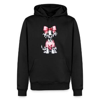 Coquette noeud dalmatien chien maman rose - Sweat à capuche Premium bio Homme - noir - Devant - Nico (187cm)