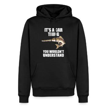 Gar - Männer Premium Bio Hoodie - Schwarz - Vorne - Nico (187cm)