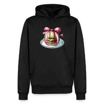 Coquette Bow Burger Hamburger Pink Ribbon Mom - Men’s Premium Organic Hoodie - black - Front - Nico (187cm)