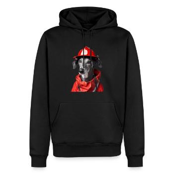 Windhund - Männer Premium Bio Hoodie - Schwarz - Vorne - Nico (187cm)