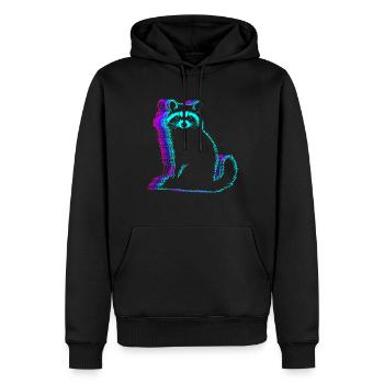 raton laveur rétro Possum Street Cat Vaporwave - Sweat à capuche Premium bio Homme - noir - Devant - Nico (187cm)