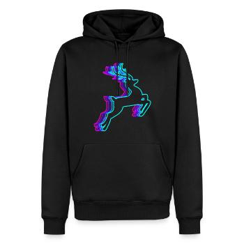 Retro Reindeer Christmas Santa Claus Vaporwave - Men’s Premium Organic Hoodie - black - Front - Nico (187cm)