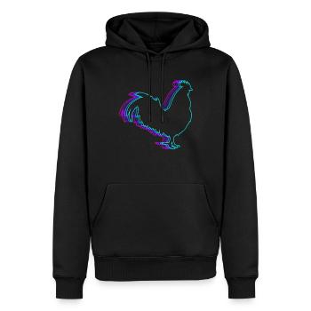 Retro-Hahn Huhn Vaporwave - Männer Premium Bio Hoodie - Schwarz - Vorne - Nico (187cm)
