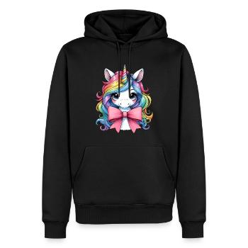 Coquette Bow Unicorn Mothers Day Pink Bow - Men’s Premium Organic Hoodie - black - Front - Nico (187cm)
