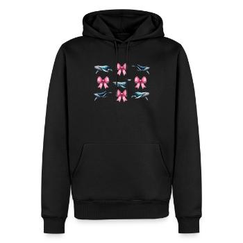 Coquette Bow Whale Ocean Animal Pink Bow Mom - Men’s Premium Organic Hoodie - black - Front - Nico (187cm)