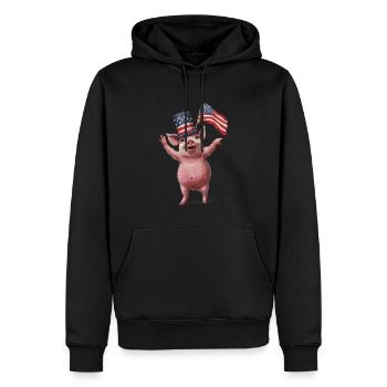 Schwein - Männer Premium Bio Hoodie - Schwarz - Vorne - Nico (187cm)