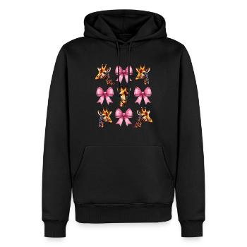 Coquette noeud Girafe Fille Maman Fête des Mères Rose - Sweat à capuche Premium bio Homme - noir - Devant - Nico (187cm)