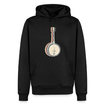 Banjo Instrument Banjospieler Retro Line Art - Männer Premium Bio Hoodie - Schwarz - Vorne - Nico (187cm)