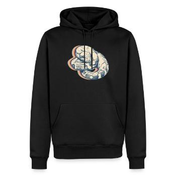Ball Python Snake Retro Line Art - Men’s Premium Organic Hoodie - black - Front - Nico (187cm)