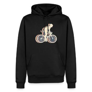 Cycling Biker Cyclist Bicycle Retro Line - Men’s Premium Organic Hoodie - black - Front - Nico (187cm)