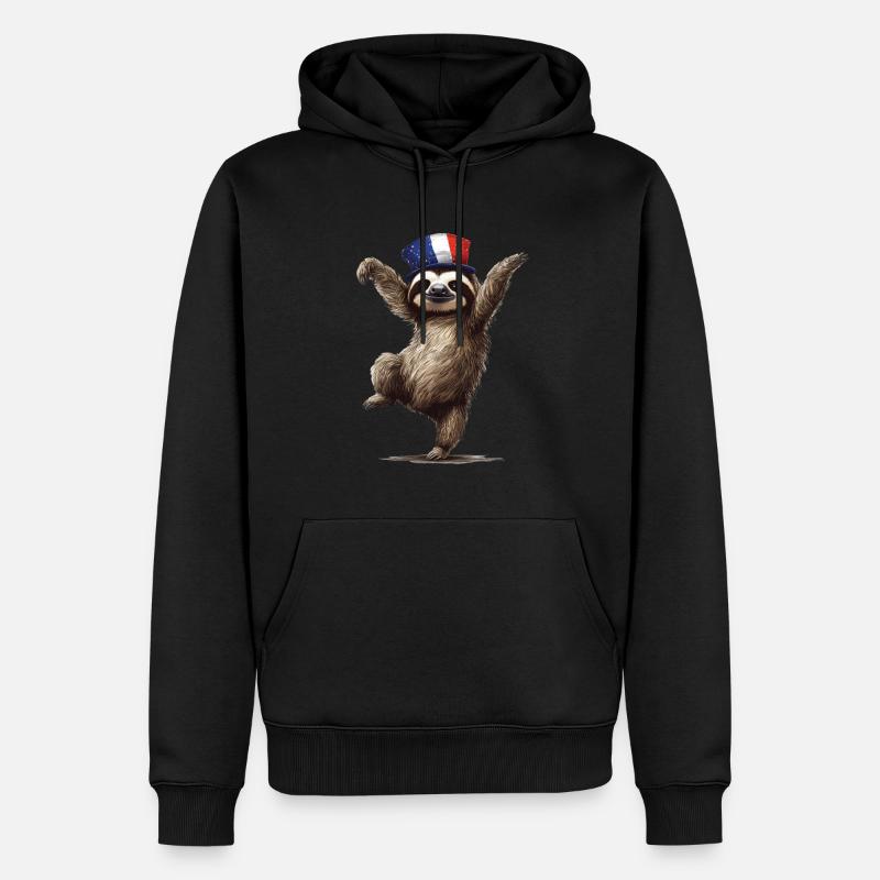 Faultier - Männer Premium Bio Hoodie - Schwarz