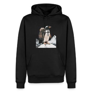 Pinguin - Männer Premium Bio Hoodie - Schwarz - Vorne - Nico (187cm)