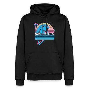 Vaporwave Ästhetik Kaiju Einhorn Japanisches - Männer Premium Bio Hoodie - Schwarz - Vorne - Nico (187cm)