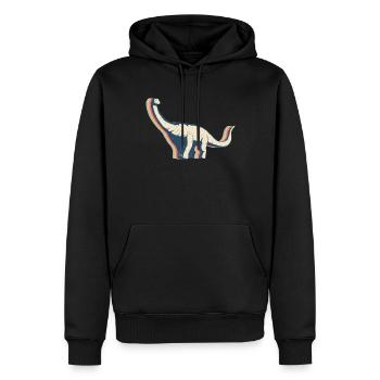 Brontosaurus Dinosaur Retro Line Art - Men’s Premium Organic Hoodie - black - Front - Nico (187cm)