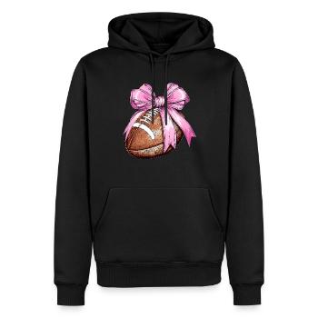 Kokette Bogen Fußballspieler Mutter Muttertag - Männer Premium Bio Hoodie - Schwarz - Vorne - Nico (187cm)