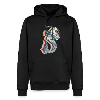 Koi Fish Carpe Nishikigoi Japon Rétro Line Art - Sweat à capuche Premium bio Homme - noir - Devant - Nico (187cm)