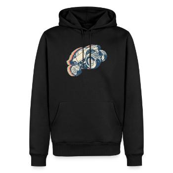 Monster Truck Offroad Quad Retro Line Art - Men’s Premium Organic Hoodie - black - Front - Nico (187cm)
