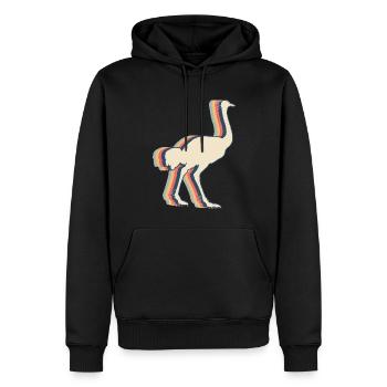 Ostrich Animal Retro Line Art - Men’s Premium Organic Hoodie - black - Front - Nico (187cm)