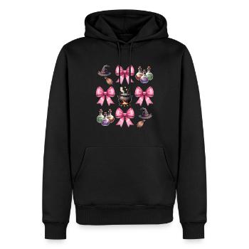 Coquette Arc Sorcière Chapeau Chaudron Spooky Halloween - Sweat à capuche Premium bio Homme - noir - Devant - Nico (187cm)