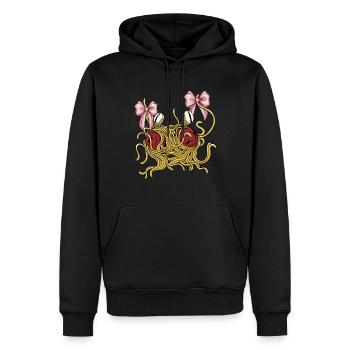 Kokette Schleife Fliegendes Spaghettimonster - Männer Premium Bio Hoodie - Schwarz - Vorne - Nico (187cm)