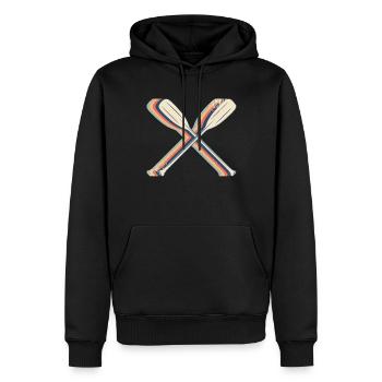 canoë canoë canoë pagaie pagaie rétro art au trait - Sweat à capuche Premium bio Homme - noir - Devant - Nico (187cm)