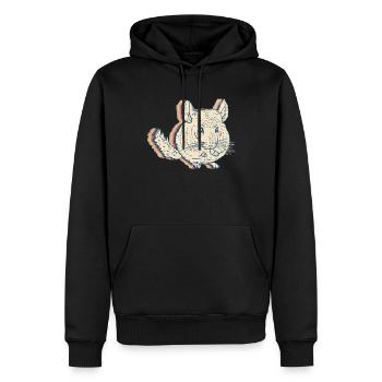 Chinchilla Pet Retro Line Art - Men’s Premium Organic Hoodie - black - Front - Nico (187cm)