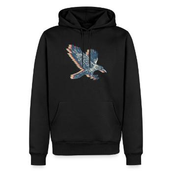 Crow Raven Retro Line Art - Men’s Premium Organic Hoodie - black - Front - Nico (187cm)