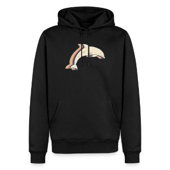 Delphin Ozean Tier Retro Line Art - Männer Premium Bio Hoodie - Schwarz - Vorne - Nico (187cm)