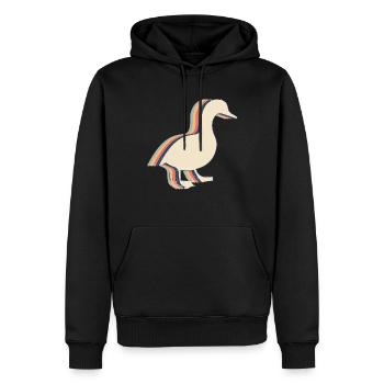 Canard Oie Rétro Line Art - Sweat à capuche Premium bio Homme - noir - Devant - Nico (187cm)