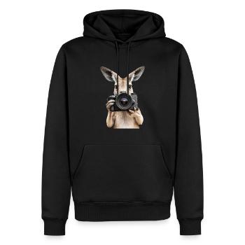 Känguru - Männer Premium Bio Hoodie - Schwarz - Vorne - Nico (187cm)
