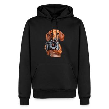Dackel - Männer Premium Bio Hoodie - Schwarz - Vorne - Nico (187cm)