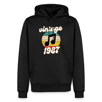 né millésime année 1987 idée cadeau années 80 - Sweat à capuche Premium bio Homme - noir - Devant - Nico (187cm)