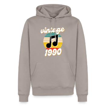 né millésime année 1990 idée cadeau années 90 - Sweat à capuche Premium bio Homme - taupe - Devant - Nico (187cm)