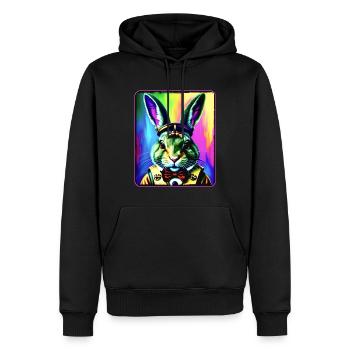 Cooler bunter Hase im Steampunk Style - Männer Premium Bio Hoodie - Schwarz - Vorne - Nico (187cm)