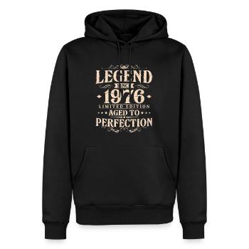 Légende depuis 1976 Vintage Born Anniversaire - Sweat à capuche Premium bio Homme - noir - Devant - Nico (187cm)