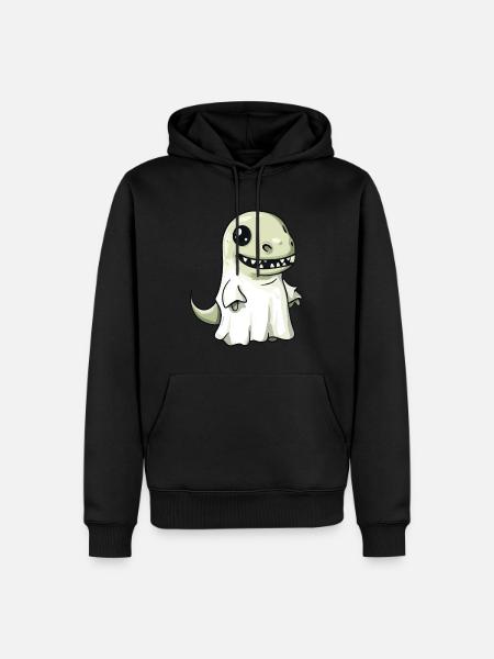 Dinosaur T-Rex Halloween Ghost - Men’s Premium Organic Hoodie - black