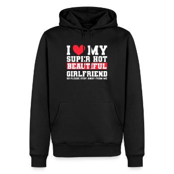 J’aime ma copine Couple Idée cadeau petit ami - Sweat à capuche Premium bio Homme - noir - Devant - Nico (187cm)