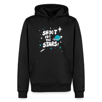 Shoot For The Stars Space Retro - Men’s Premium Organic Hoodie - black - Front - Nico (187cm)