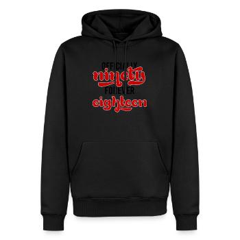 90. Geburtstag: Officially Ninety. Forever Eightee - Männer Premium Bio Hoodie - Schwarz - Vorne - Nico (187cm)