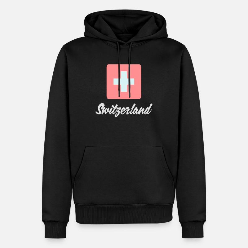 Nationalflagge der Schweiz - Männer Premium Bio Hoodie - Schwarz