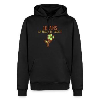 18 ans fleur age - Sweat à capuche Premium bio Homme - noir - Devant - Nico (187cm)
