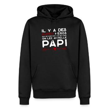 Papi super héros cadeau papy - Sweat à capuche Premium bio Homme - noir - Devant - Nico (187cm)