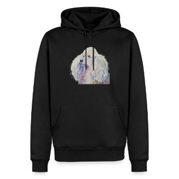 Pudel Standard weiß - Männer Premium Bio Hoodie - Schwarz - Vorne - Nico (187cm)