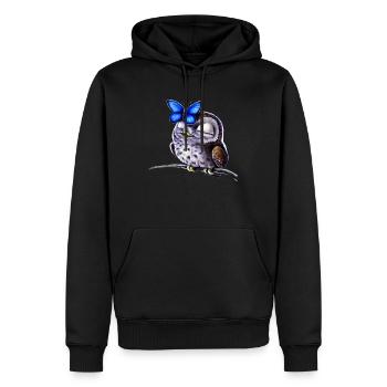 Owl and butterfly - Men’s Premium Organic Hoodie - black - Front - Nico (187cm)